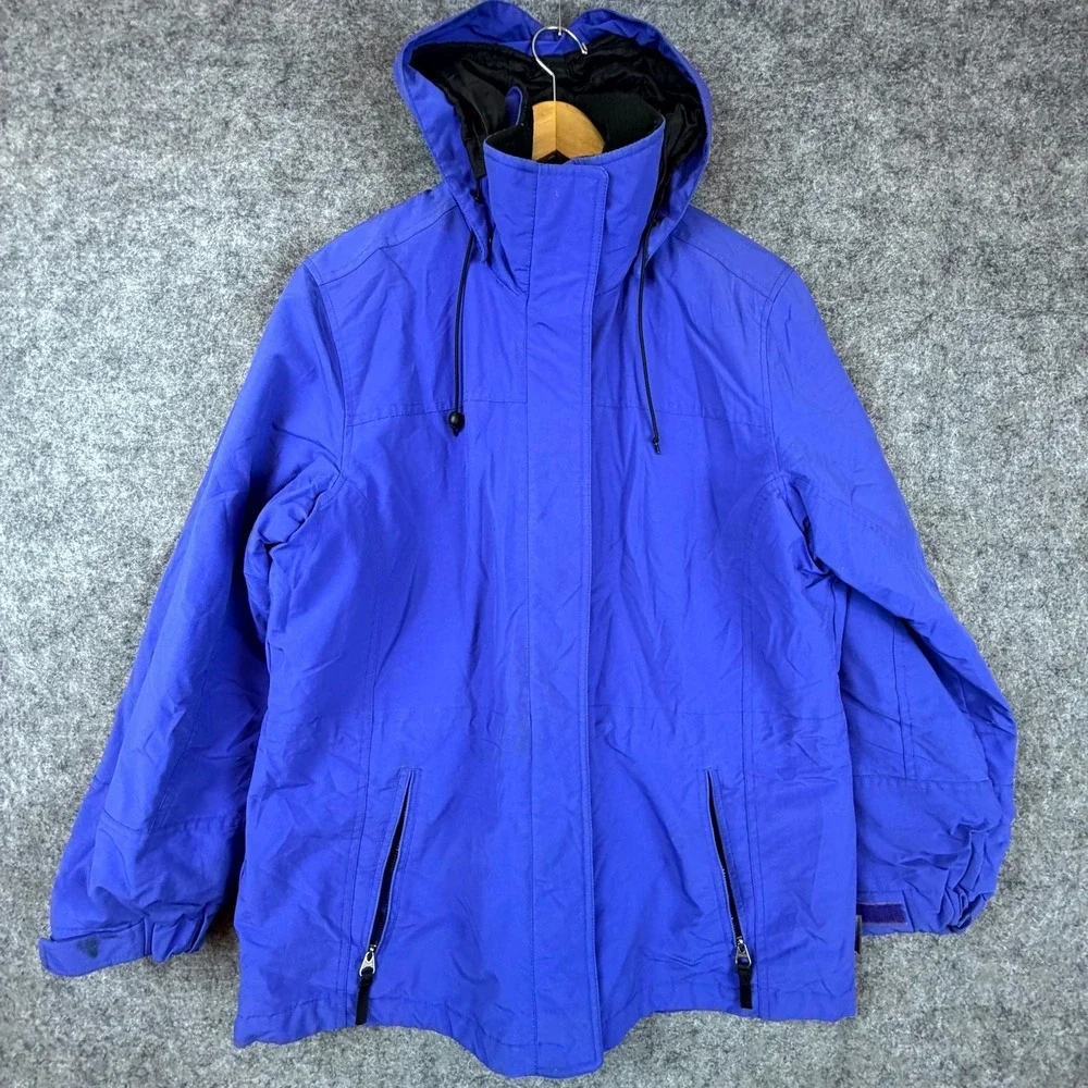 Pacific Trail Parka Jacket Womens Large Blue‎ Hooded Outdoor Winter Fleece Lined